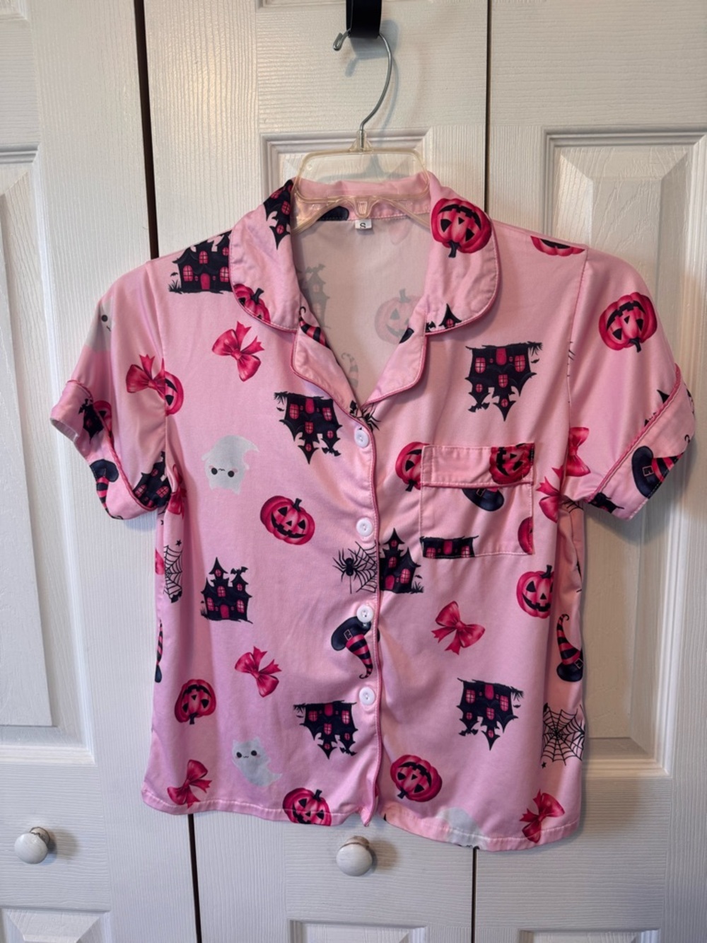 Pink Halloween Print Shorts Pajama 2Piece Set Size Small - Picture 3 of 16